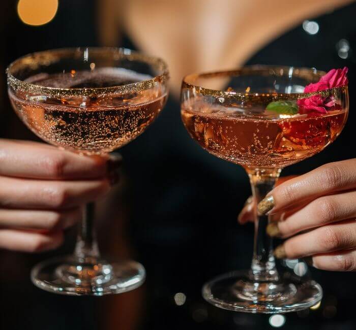 Couple glasses with rose wine