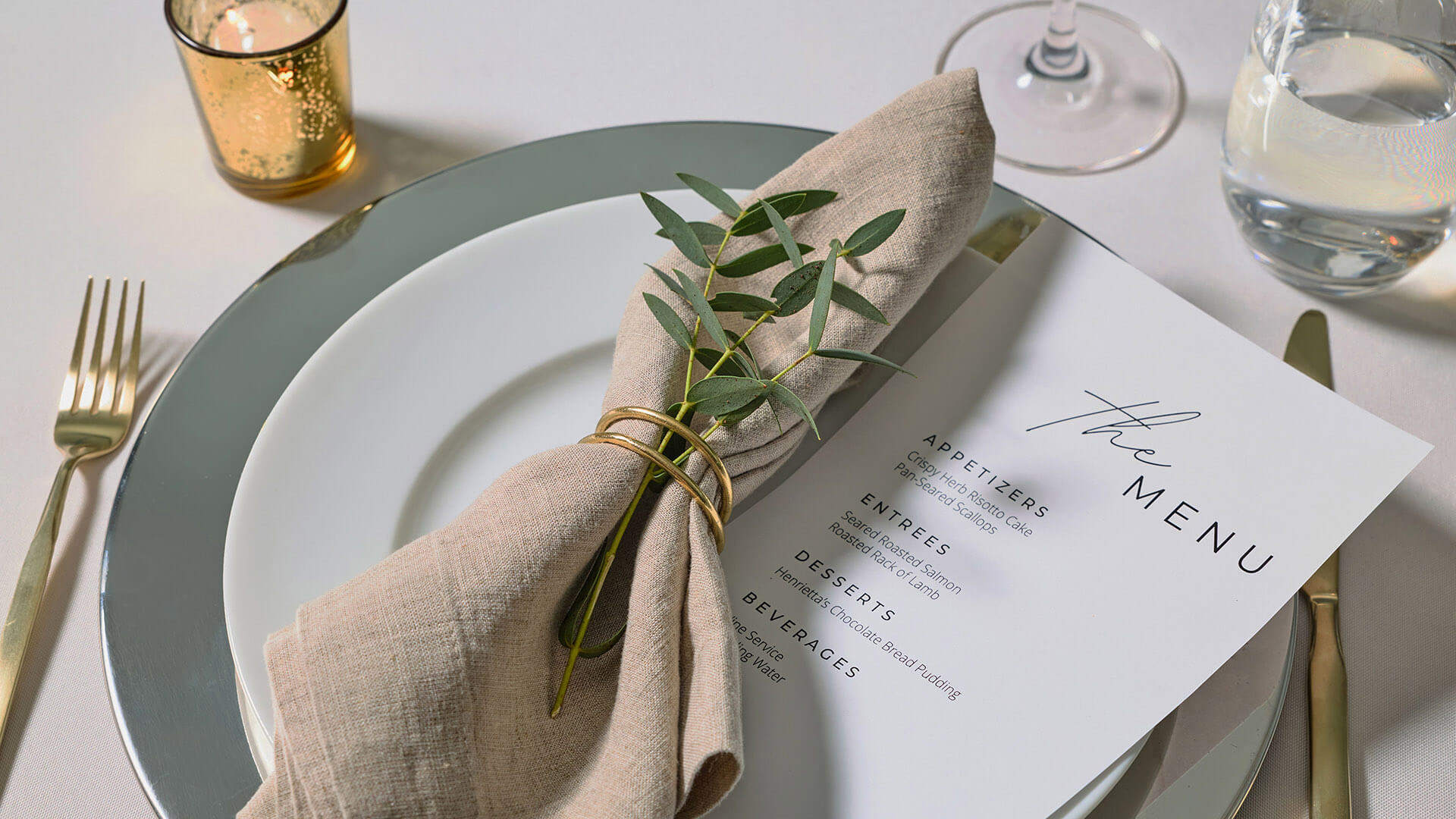 Place setting with a menu