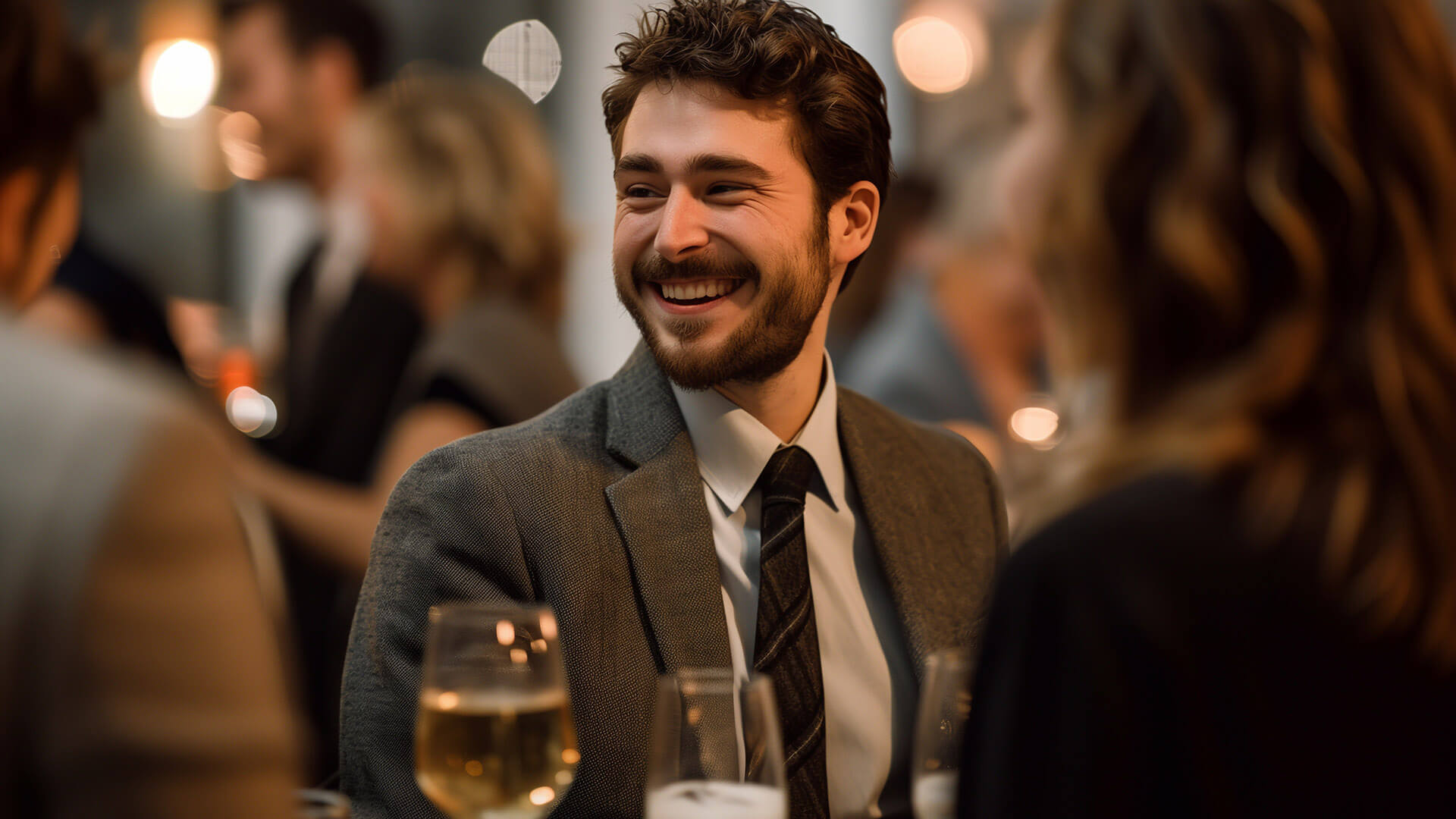 Man networking in a suit