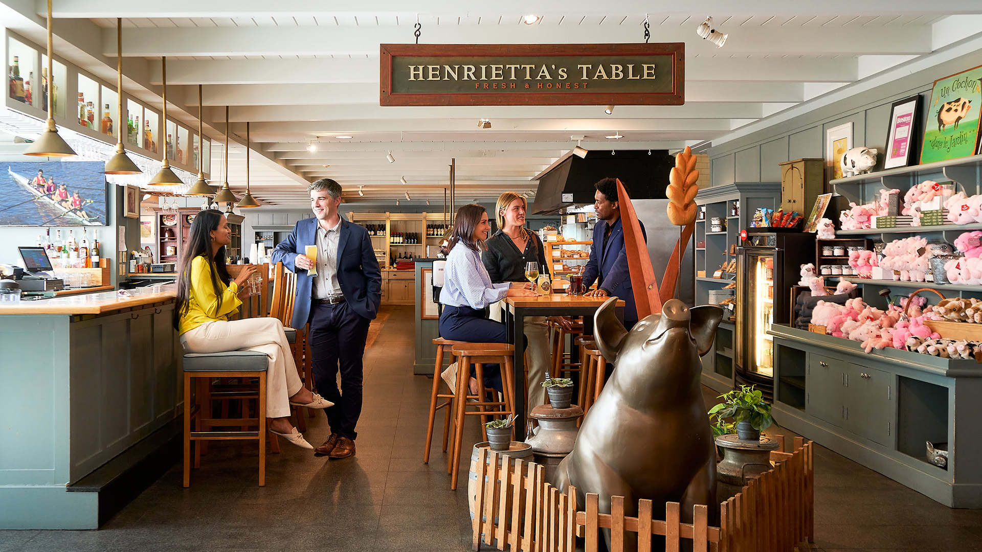 Henrietta's Table with bar seating and souvenirs
