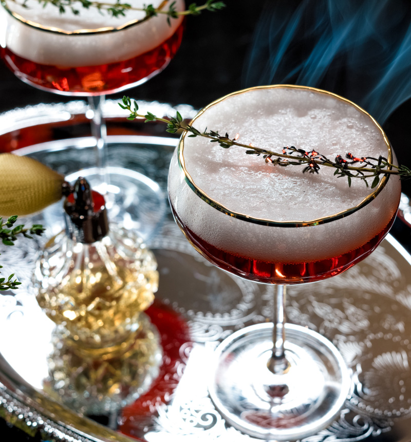 Cocktails on a silver platter