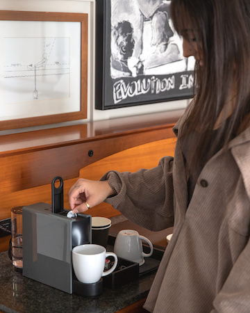 woman getting coffee