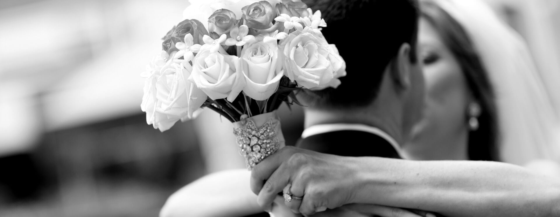 Married couple kissing
