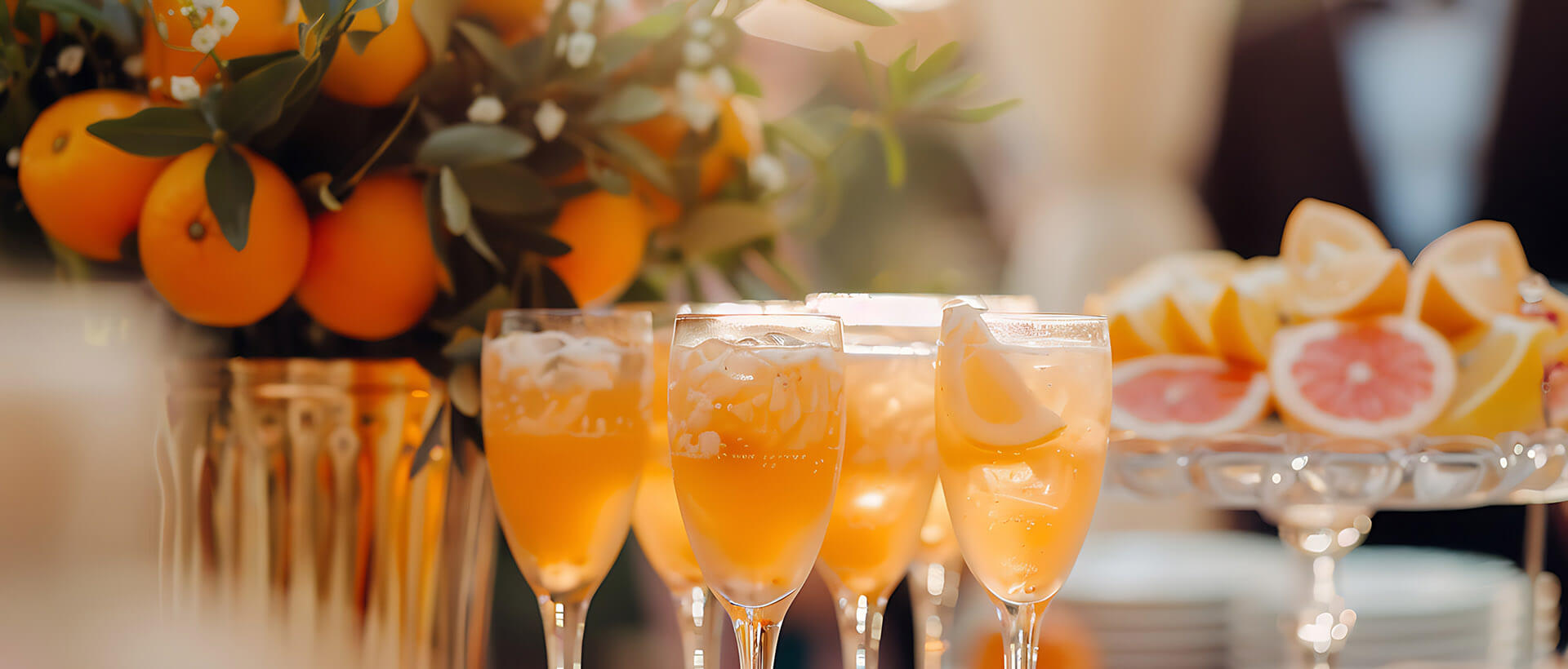 Mimosas with fresh oranges